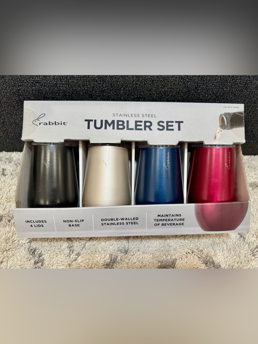 Rabbit Stainless Steel Tumbler Set - Navy, Cream, Black, Burgundy